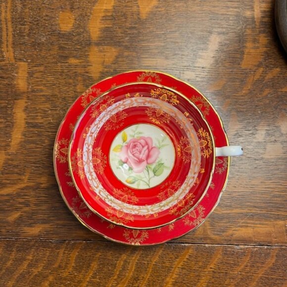 Vibrant Red Royal Grafton Tea Cup & Saucer - Picture 2 of 6